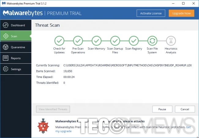 Malwarebytes Anti Malware Threat Scan