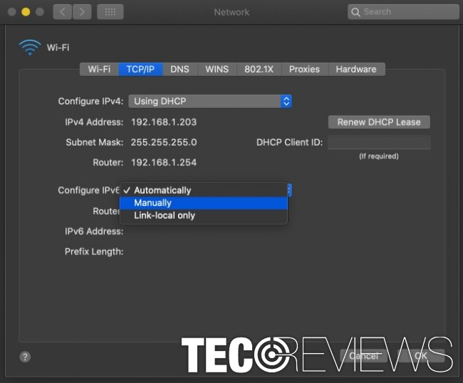 Network settings in Mac OS X System preferences