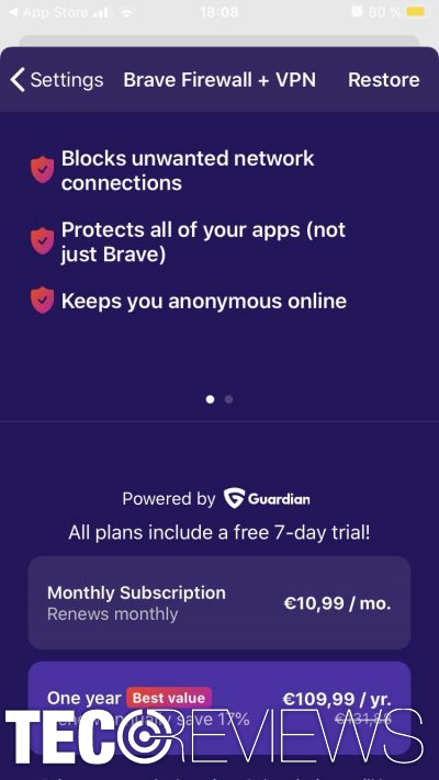 brave browser vpn free